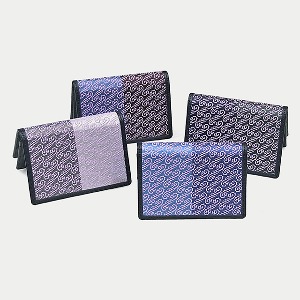 [새해선물] 구름문양 실크소가죽 카드지갑 Navy(Purple Pattern)